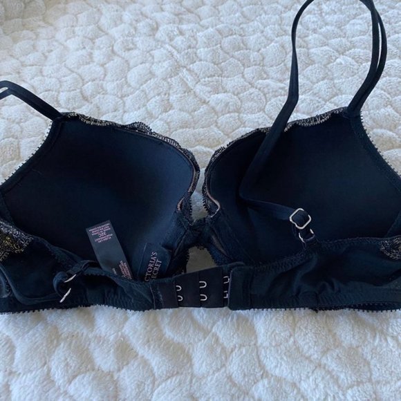 32C Seduction Lace Plunge Push Up Bra Gold Foil - Picture 7 of 7